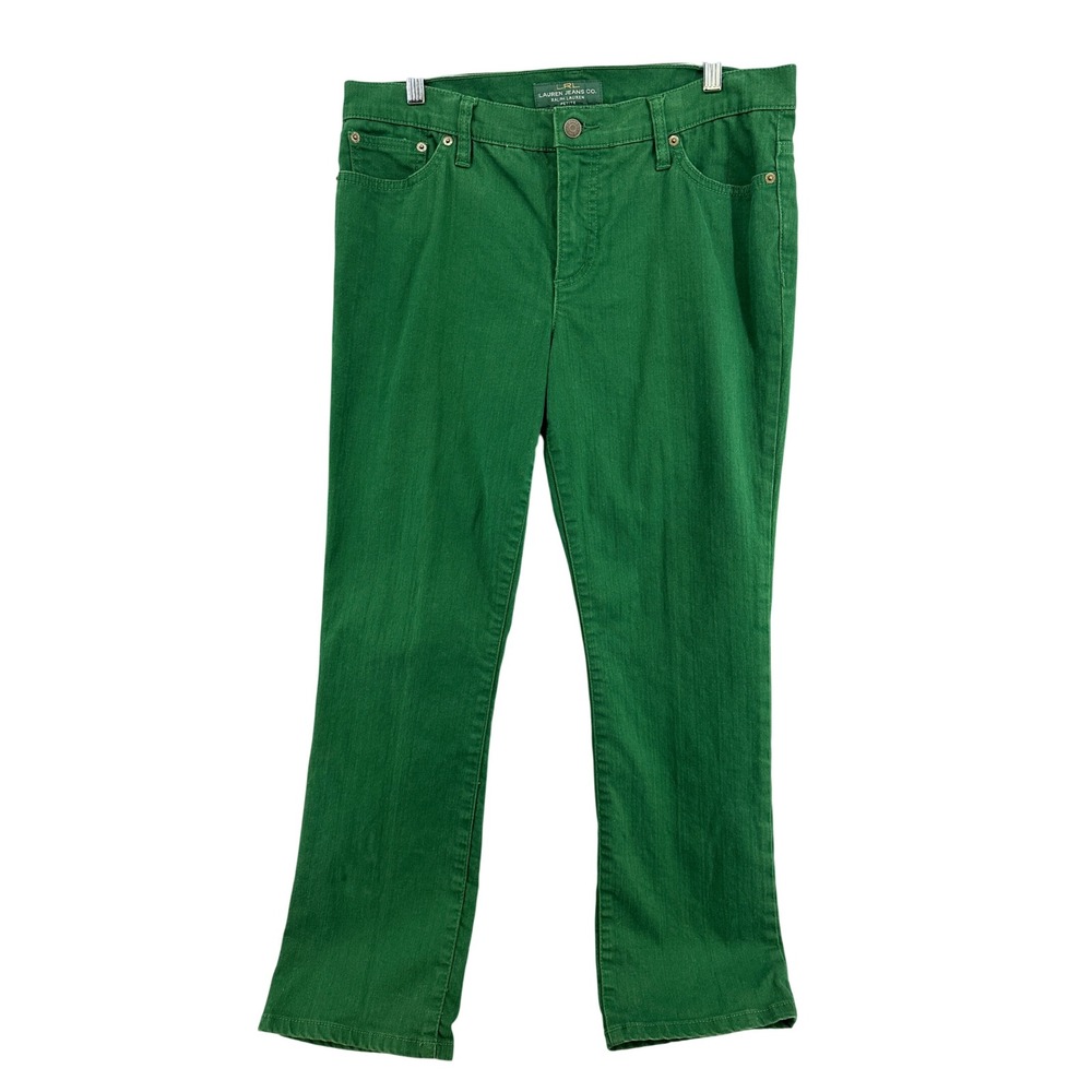 Lauren Ralph Lauren Jeans Co Modern Straight Green JEANS 12P Petite XMAS